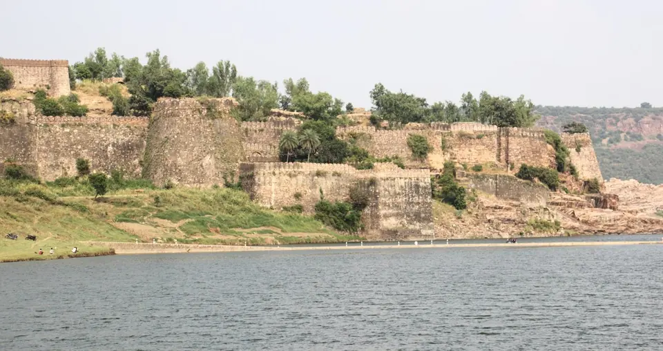 Gagron Fort walls rising above the river