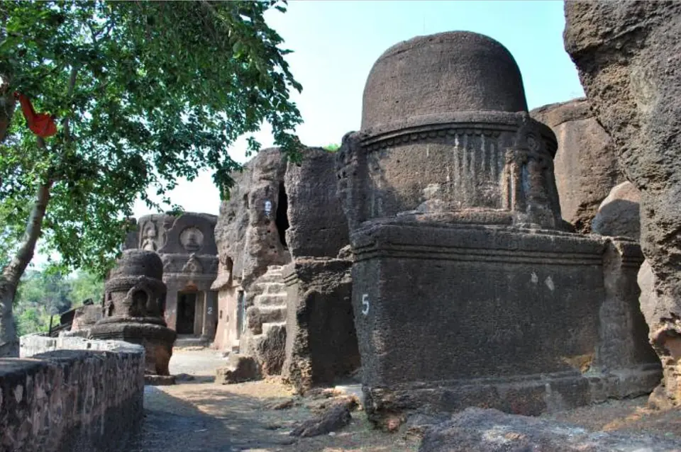 Rock-cut Buddhist stupa and cells at Kolvi caves, Jhalawar